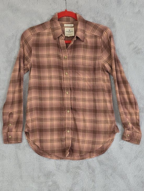 Rails Other - American Eagle Outfitters Boyfriend Fit Flannel Shirt XS Pink Brown Plaid Amazin